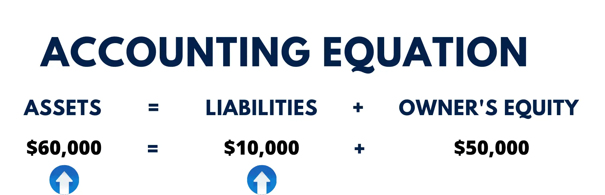 Assets $60,000 = Liabilities $10,000 + Equity $50,000