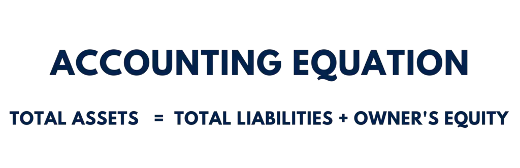 Accounting Equation Formula: Total Assets = Total Liabilities + Owner's Equity