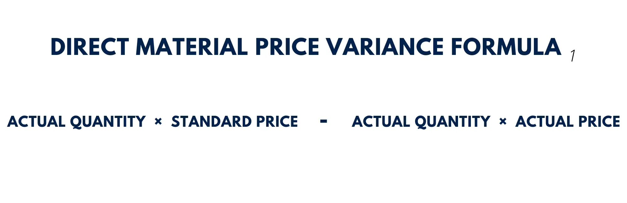 Direct Material Price Variance = Actual Quantity × Standard Price - Actual Quantity × Actual Price